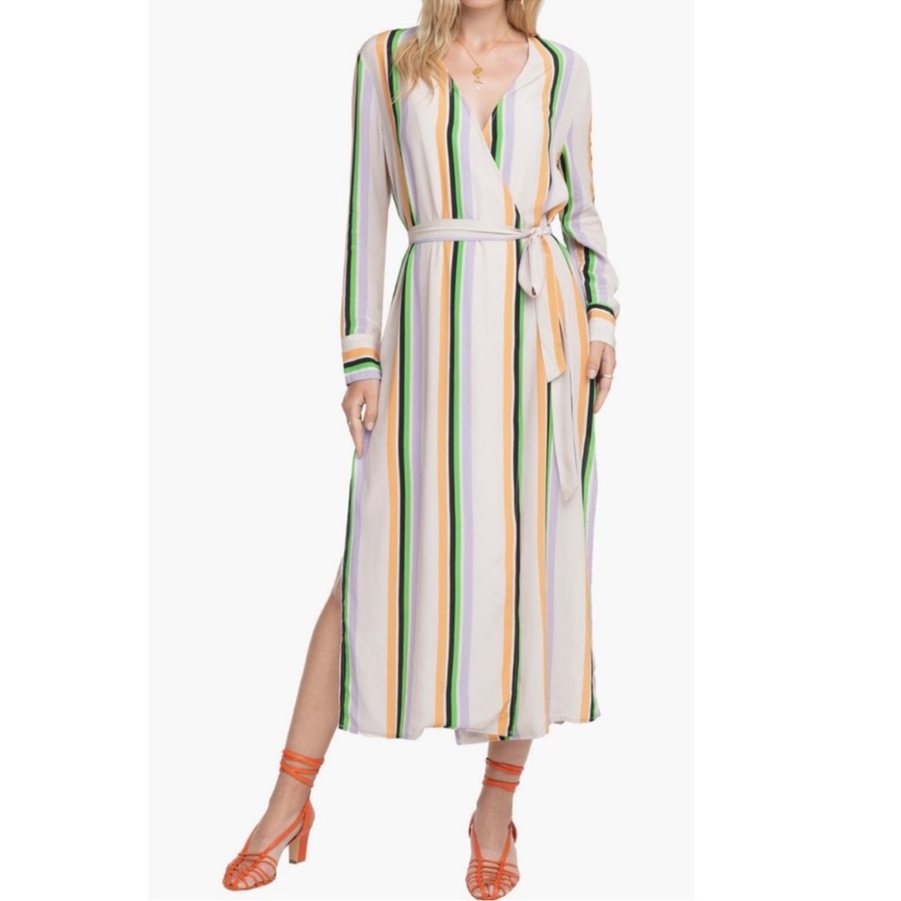ASTR | Micah Striped Midi Wrap Dress